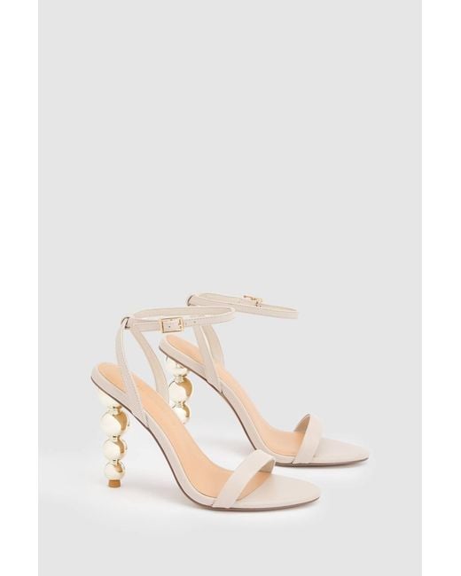 Karen Millen Natural Leather Heel Detail Strappy Sandal