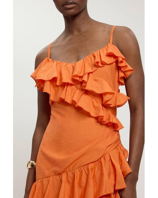 Karen Millen Orange Drama Frill Maxi Dress