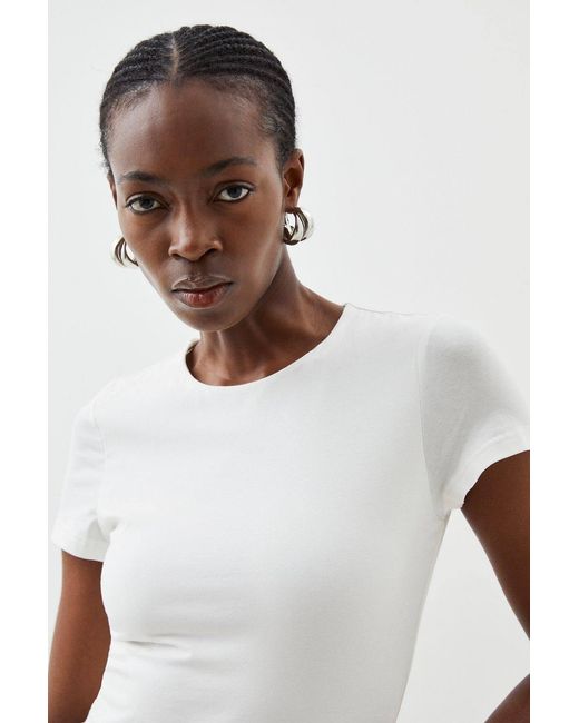 Karen Millen White Stretch Cotton T-Shirt