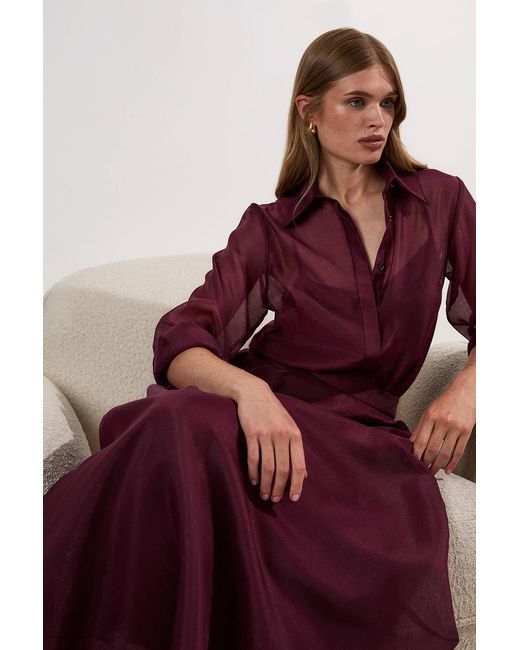 Karen Millen Purple Organdie Woven Prom Skirt