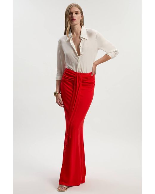 Karen Millen Red Premium Stretch Crepe Jersey Maxi Skirt