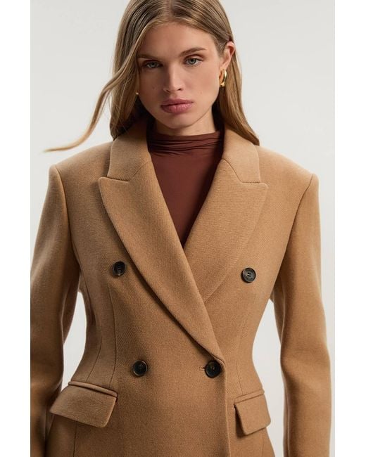 Karen Millen Blue Wool Double Breasted Tailored Maxi Coat