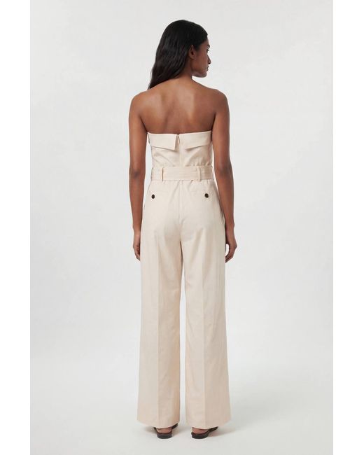 Karen Millen Natural Petite Tailored Cotton Trench Bandeau Jumpsuit