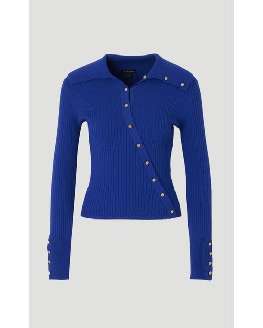 Karen Millen Blue Viscose Blend Trim Detail Knit Top