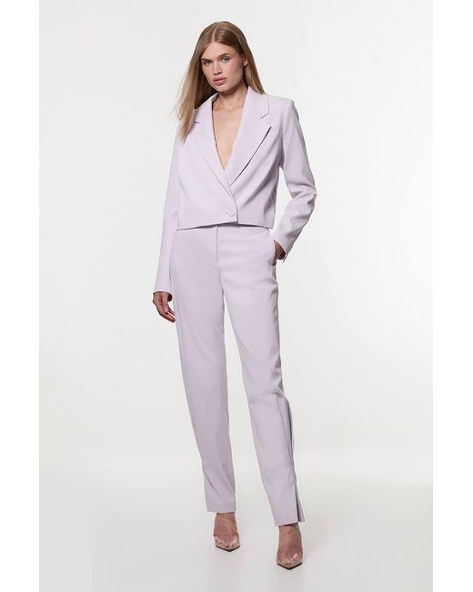 Karen Millen Purple Digital Ophelia Polished Tailored Cowl Back Single Breasted Blazer