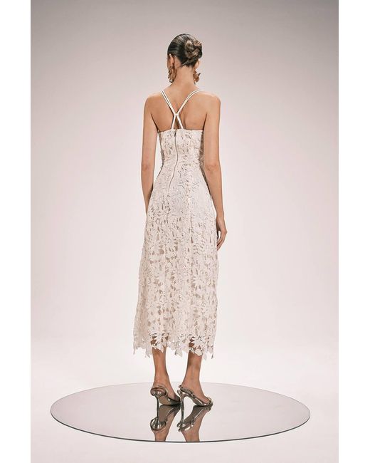 Karen Millen Pink Lace Detail Strappy Midi Dress