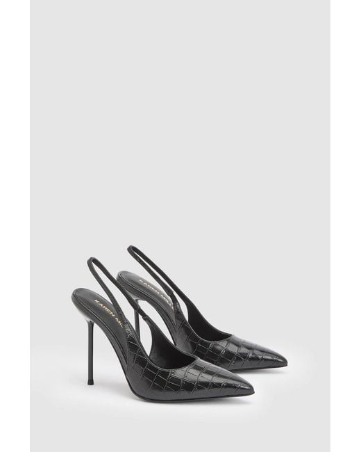 Karen Millen White Croc Leather Slingback Heeled Shoe