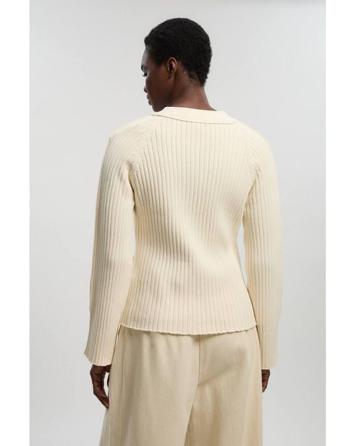 Karen Millen Natural Cotton Knitted Button Cardigan Sweater