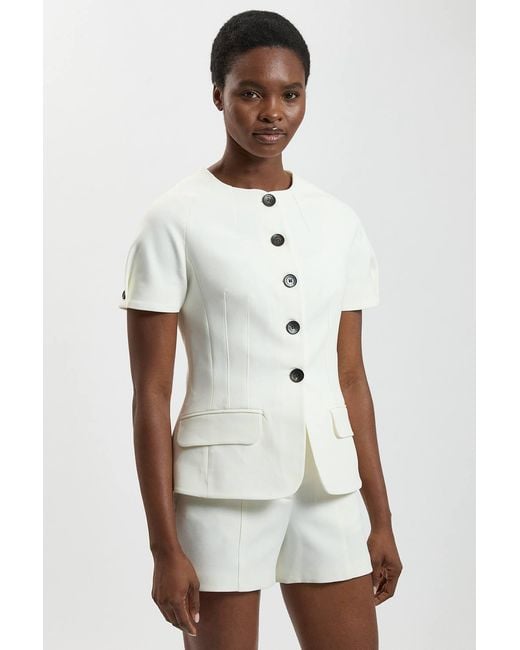 Karen Millen White Compact Stretch Tailored Shorts