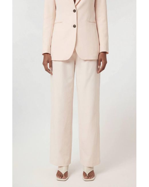 Karen Millen Natural Tencel Blend Tailored Wide Leg Trouser