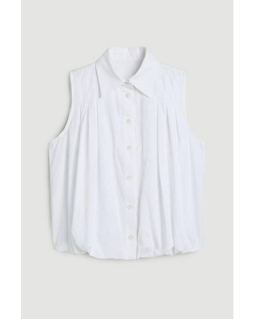 Karen Millen White Cotton Sleeveless Puffball Shirt