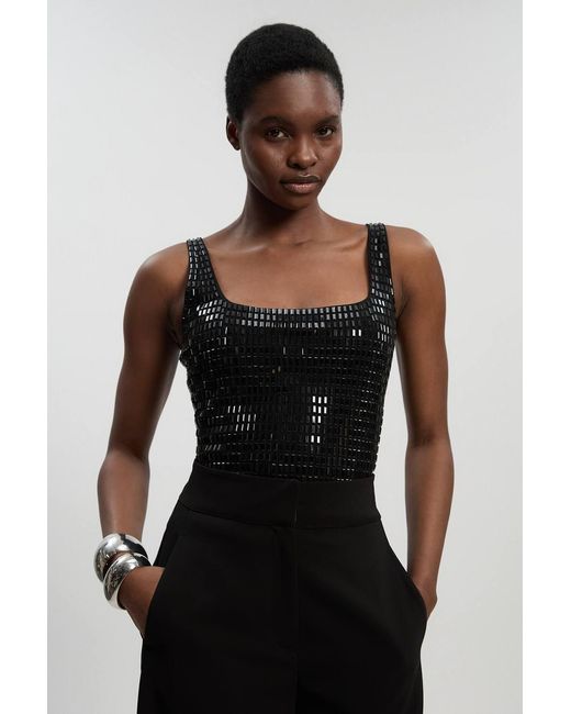 Karen Millen Black Premium Crystal Embellished Top