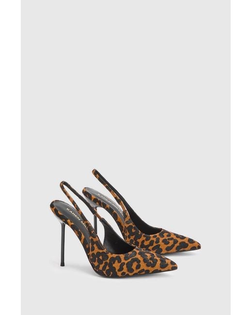 Karen Millen White Leather Print Slingback Heeled Shoe