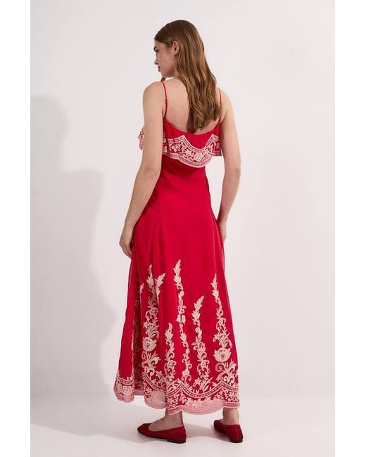 Karen Millen Embroidered Applique Strappy Midi Dress