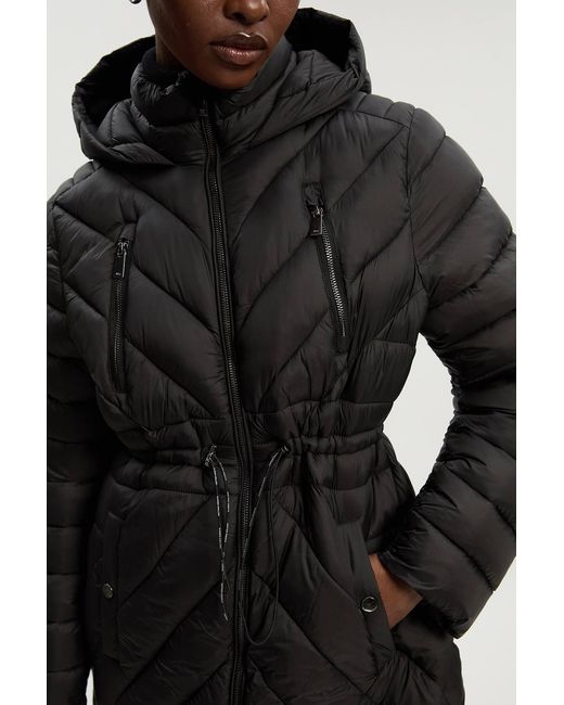 Karen Millen Black Petite Lightweight Knee Length Packable Coat