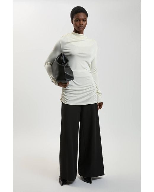 Karen Millen Blue Cowl Viscose Crepe Neck Sleeveless Top