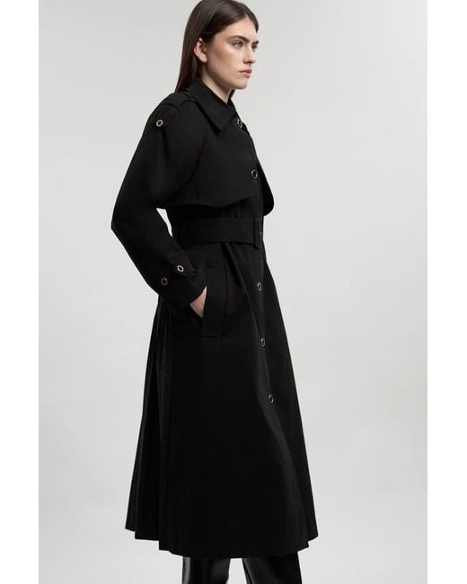 Karen Millen Black Pleated Back Trench Coat