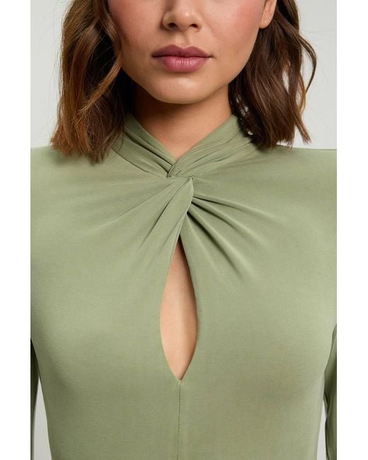 Karen Millen Green Petite Long Sleeve Jersey Maxi Dress