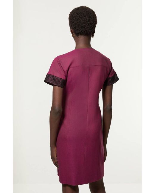 Karen Millen Tall Tailored Twill Lace Mix Zip Front Mini Dress
