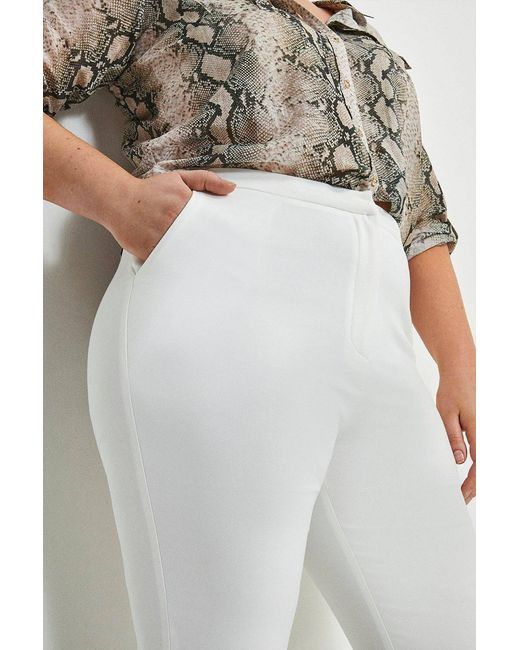 Karen Millen White Plus Size Essential Techno Woven Trouser