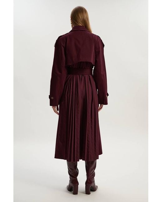 Karen Millen Red Pleated Back Trench Coat