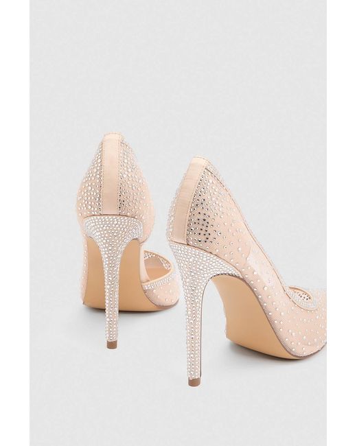 Karen Millen White Crystal Embellished Stiletto Heeled Shoe
