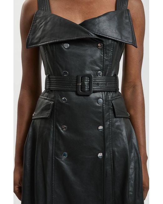 Karen Millen Black Faux Leather Trench Midi Dress