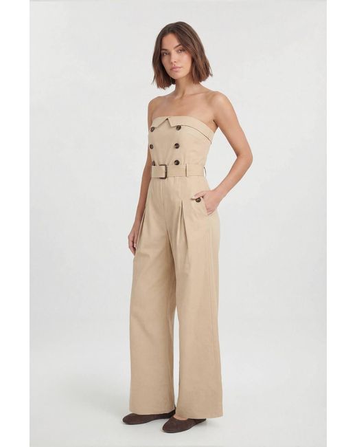 Karen Millen Brown Tailored Cotton Trench Bandeau Jumpsuit