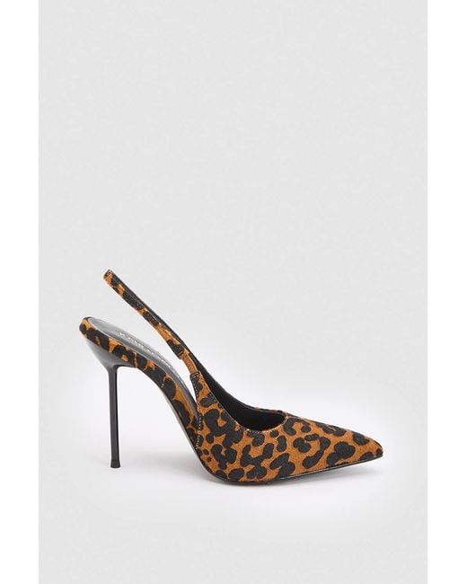 Karen Millen White Leather Print Slingback Heeled Shoe