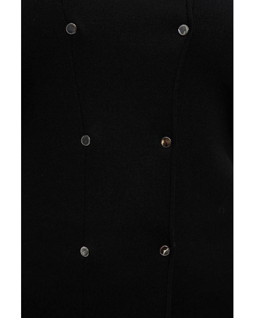Karen Millen Black Plus Size Viscose Blend Stud Detail Long Sleeve Knit Top