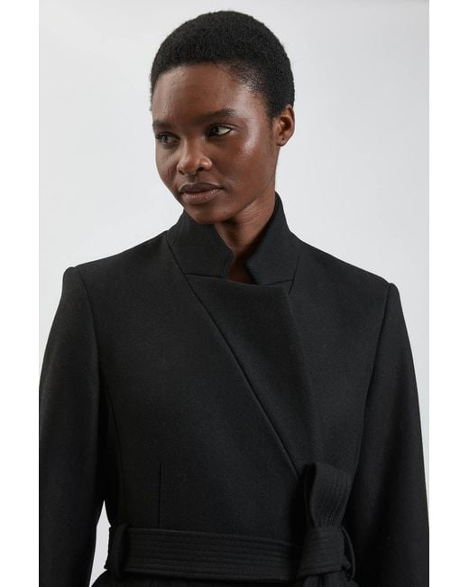 Karen Millen Black Wool Investment Notch Neck Tailored Maxi Coat