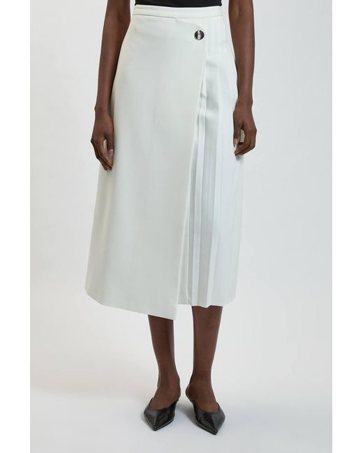 Karen Millen Black Compact Stretch Pleated Midi Kilt Skirt
