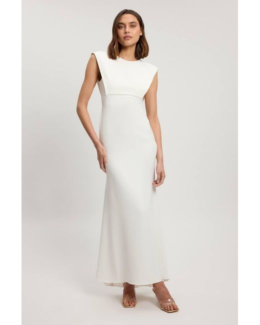 Karen Millen White Compact Stretch Viscose Maxi Dress