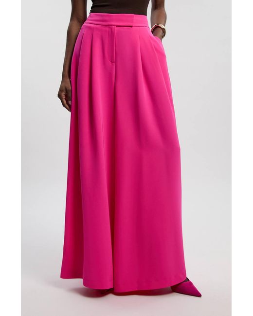 Karen Millen Pink Soft Tailored Wide Leg Trouser