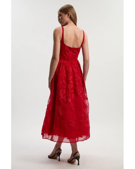 Karen Millen Archive Embroidered Applique Organdie Woven Prom Dress