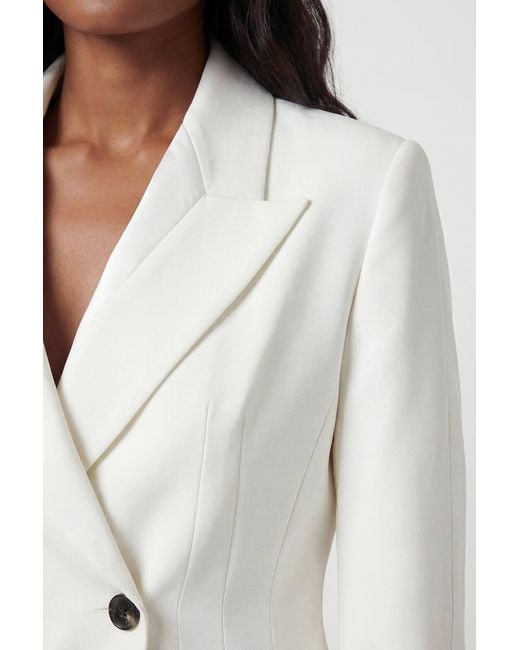 Karen Millen White Compact Stretch Sculpted Waist Tailored Blazer