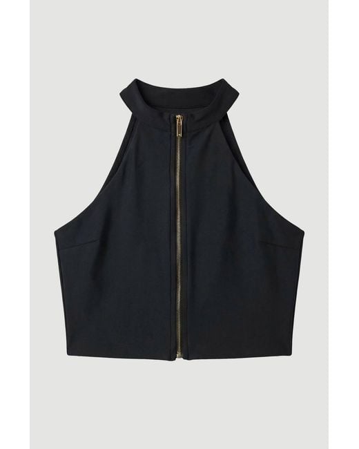 Karen Millen Blue Zip Up Racer Bikini Top
