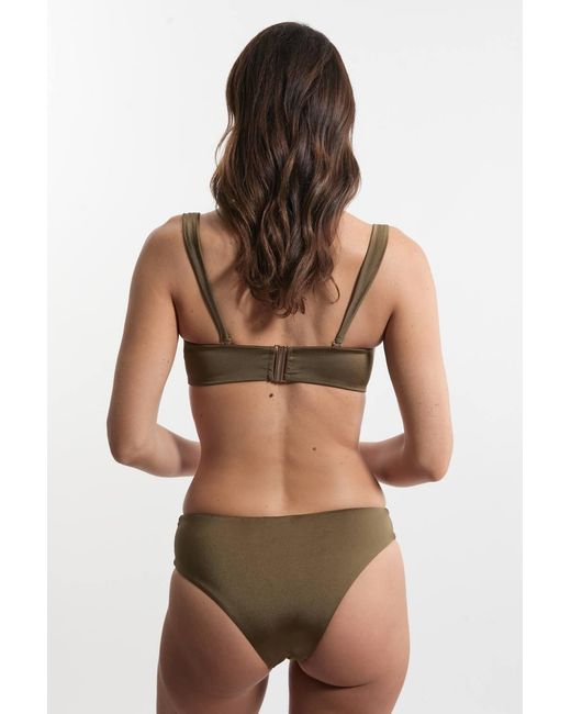 Karen Millen Green Slinky Trim Detail Detachable Strap Bikini Top