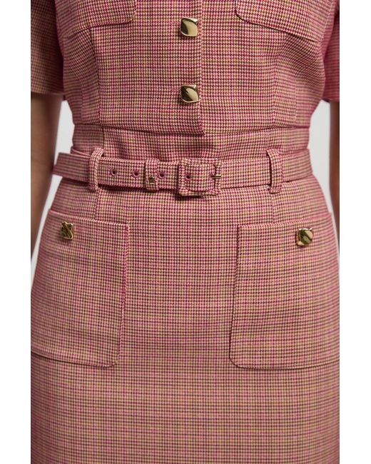 Karen Millen Tailored Check Belted Mini Dress