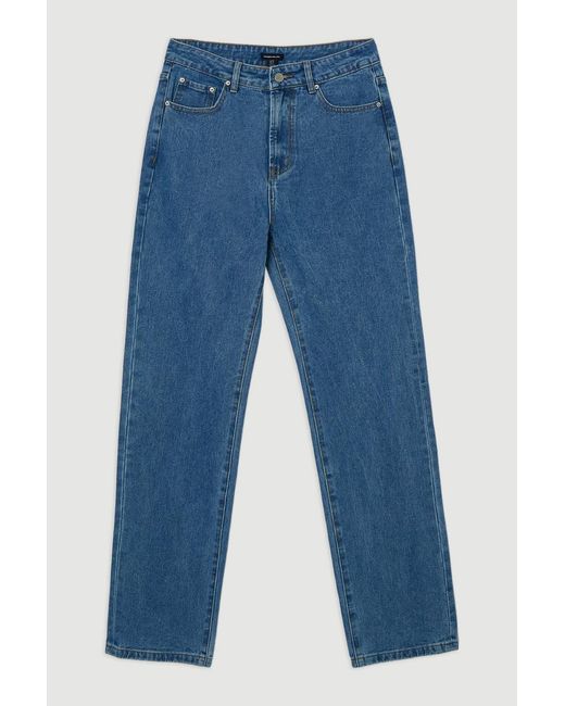 Karen Millen Blue Rigid Denim High Rise Straight Leg Jeans