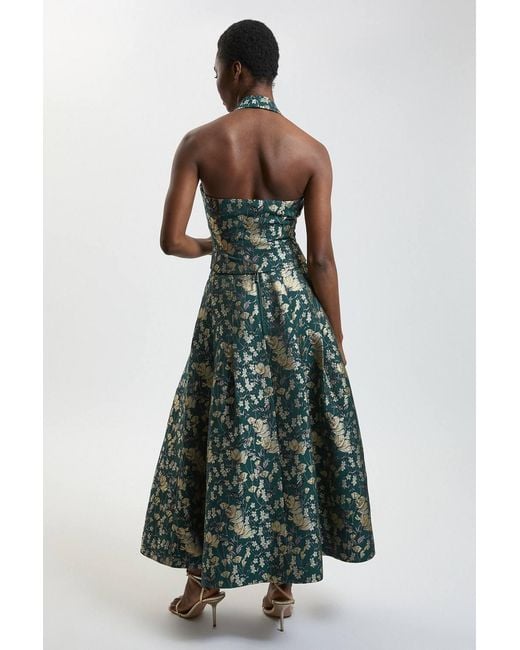 Karen Millen Green Jacquard Full Midi Skirt