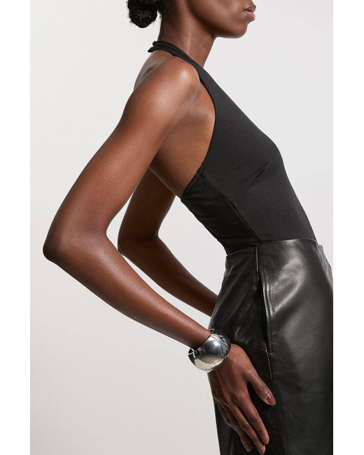 Karen Millen Black Stretch Cotton Jersey Halter Jersey Bodysuit