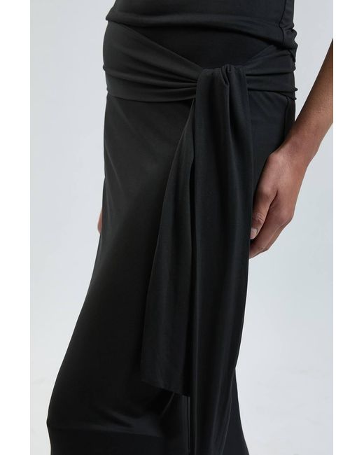 Karen Millen Black Viscose Jersey Tie Waist Midi Skirt