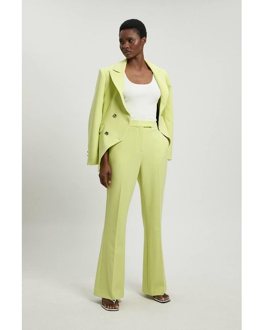 Karen Millen Yellow Compact Stretch Tailored Kickflare Trouser