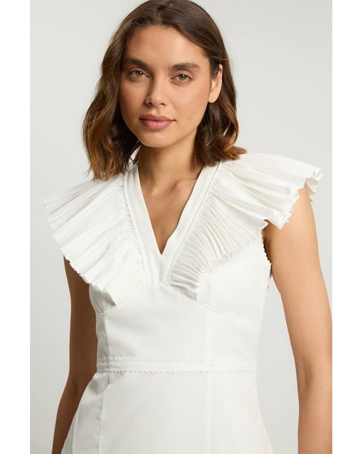 Karen Millen Natural Ruffled Midi Dress