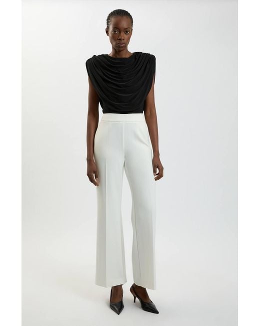 Karen Millen Black Cowl Neck Strong Shoulder Jersey Bodysuit