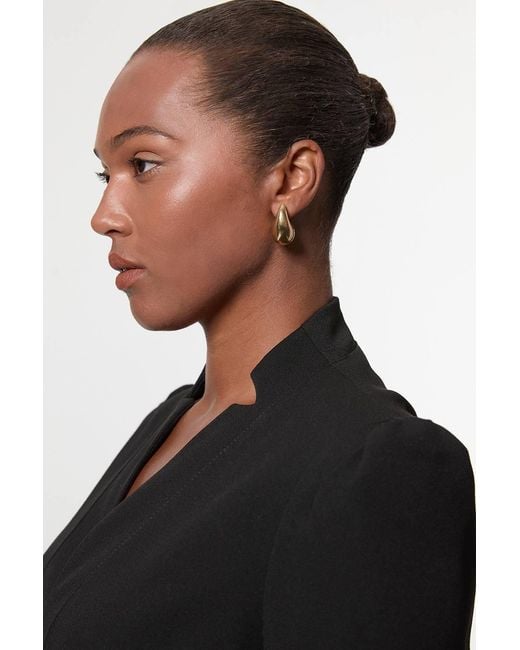 Karen Millen Black Plus Size Structured Crepe Belted Forever Midi Dress
