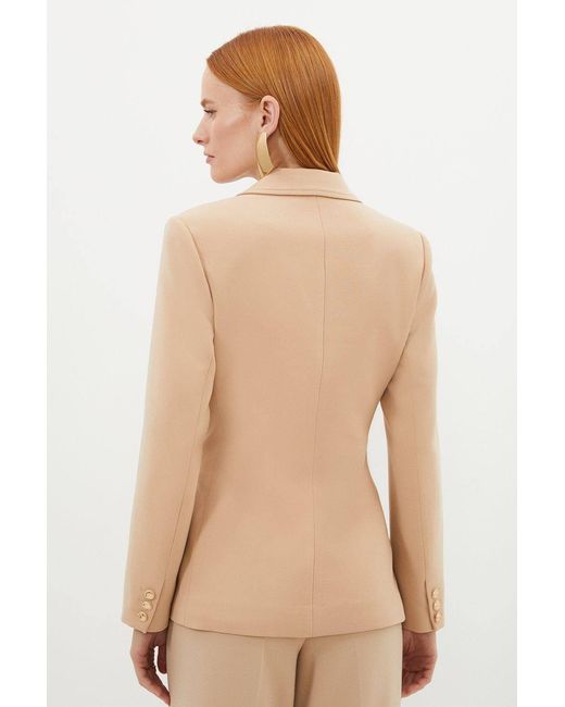 Karen Millen Natural Compact Stretch Essential Tailored Doubled Breasted Blazer