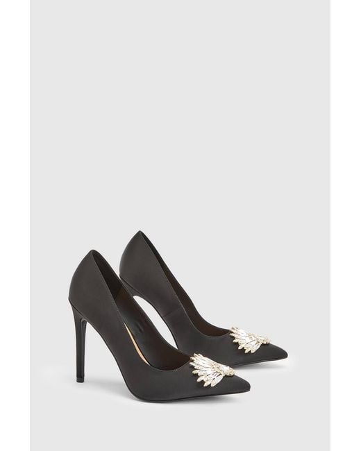 Karen Millen White Satin Stiletto Embellished Heeled Shoe