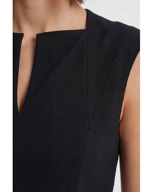 Karen Millen Multicolor Petite Soft Tailored Contrast Godet Detail Midi Dress